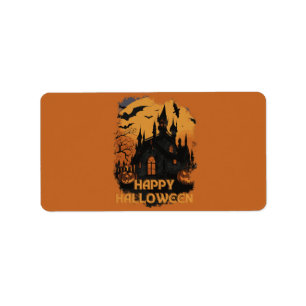 Halloween-Schloss unter Mondlicht Adressaufkleber