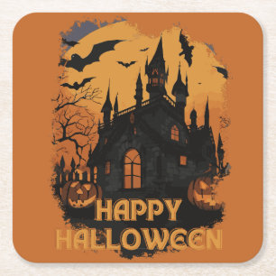 Halloween-Schloss unter Mondlicht Rechteckiger Pappuntersetzer