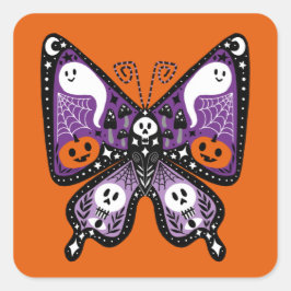 Halloween-Schmetterlingsplatz Quadratischer Aufkleber