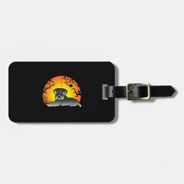 Halloween Schnauzer Dog Lover T - Shirt Gepäckanhänger (Vorderseite horizontal)