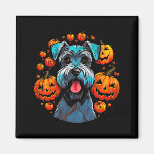 Halloween Schnauzer Hund Schwarz Premium Tri-Blend Magnet