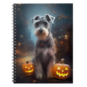 Halloween Schnauzer mit Pumpkins Beängstigend Notizblock