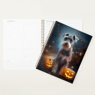 Halloween Schnauzer mit Pumpkins Beängstigend Planer