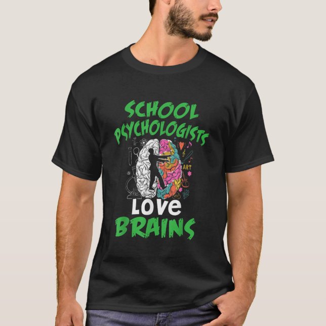 Halloween School Psychologen Liebe Gehirn T-Shirt (Vorderseite)