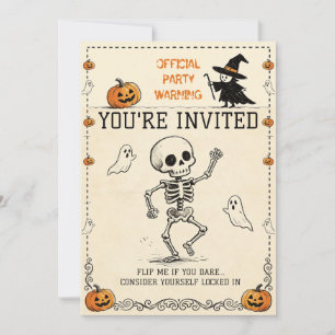 Halloween-Schreck-Vintage-Skelett-Party Einladung