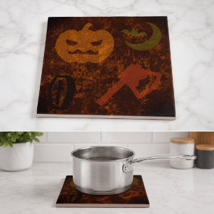 Halloween-Schrecken auf unheimlichem Hintergrund Fliese