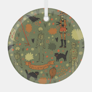 Halloween-Schrecken: Gruseliger Vintage-Mix Ornament Aus Glas