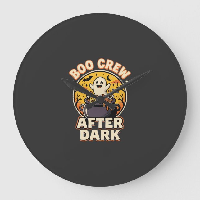 Halloween-Schreckens-Crew-Abzeichen Große Wanduhr (Vorderseite)