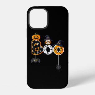 Halloween-Schreckeule mit Hexenhut-Spinnen iPhone 12 Hülle