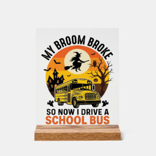 Halloween Schulbus Hexe Vintage Lehrer Design_ Acrylschild