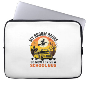 Halloween Schulbus Hexe Vintage Lehrer Design_ Laptopschutzhülle
