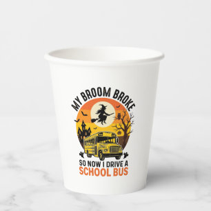 Halloween Schulbus Hexe Vintage Lehrer Design_ Pappbecher
