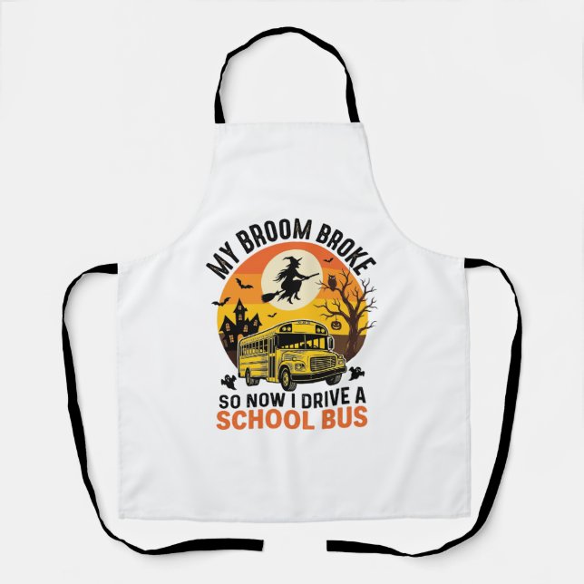 Halloween Schulbus Hexe Vintage Lehrer Design_ Schürze (Vorderseite)