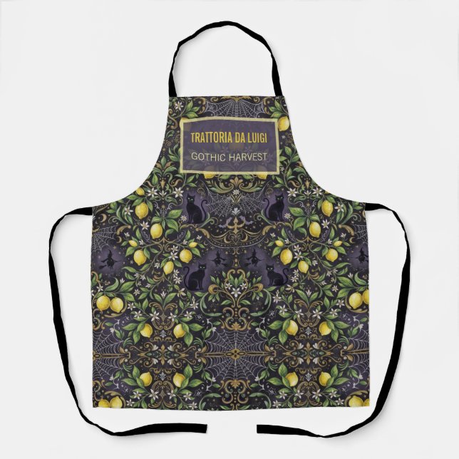Halloween-Schürze Gothic Botanical Zitrone  Schürze (Vorderseite)