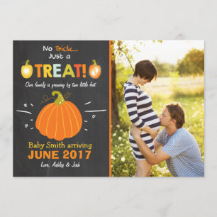 Halloween Schwangerschaftsankündigung Trick oder T Ankündigung