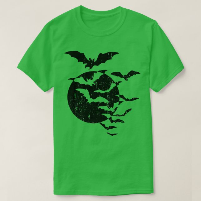 Halloween Schwarm der Fledermäuse Vollmond Spooky  T-Shirt (Design vorne)