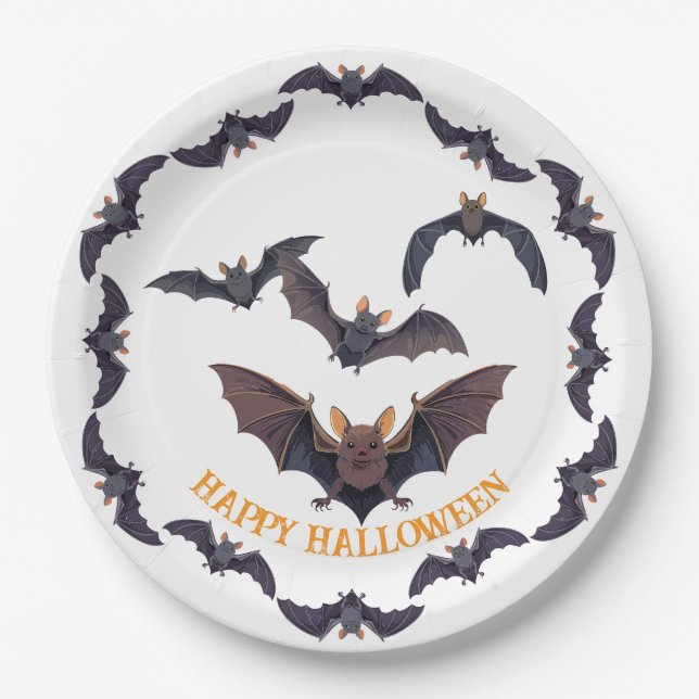 Halloween-Schwarm von gruseligen Fledermäusen Pappteller (Vorderseite)