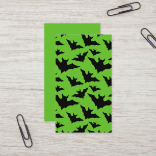 Halloween Schwarz-Fledermäuse grün coole Gaumenmus Visitenkarte