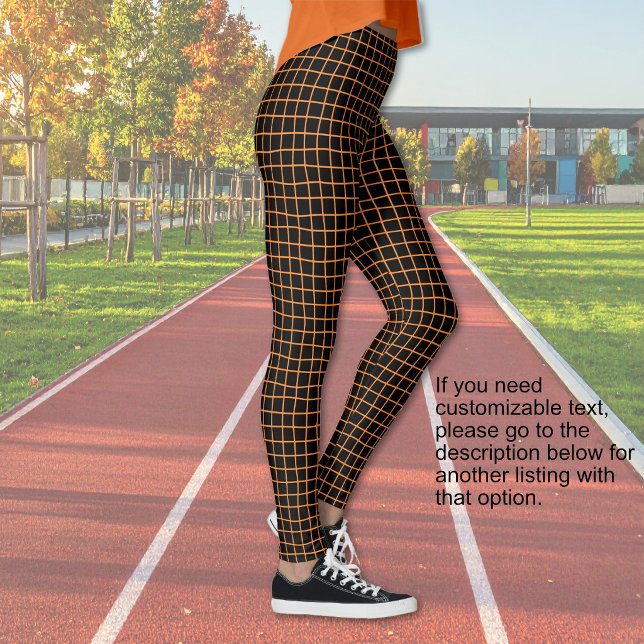 Halloween - Schwarz mit orangem Netz - OHNE TEXT Leggings (Halloween - Black with orange netting - NO TEXT Leggings)