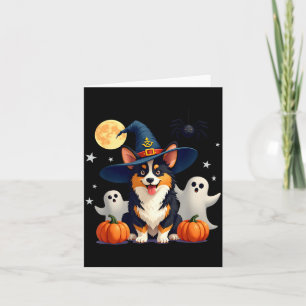 Halloween Schwarz-Rotbrauner Corgi-Hund Hexen Zaub Karte