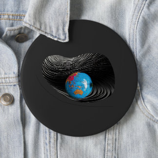 Halloween Schwarz und Blauer Planet Button