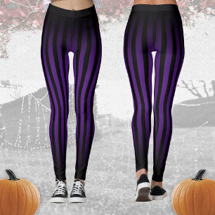 Halloween Schwarz und lila vertikale Streifen ombr Leggings