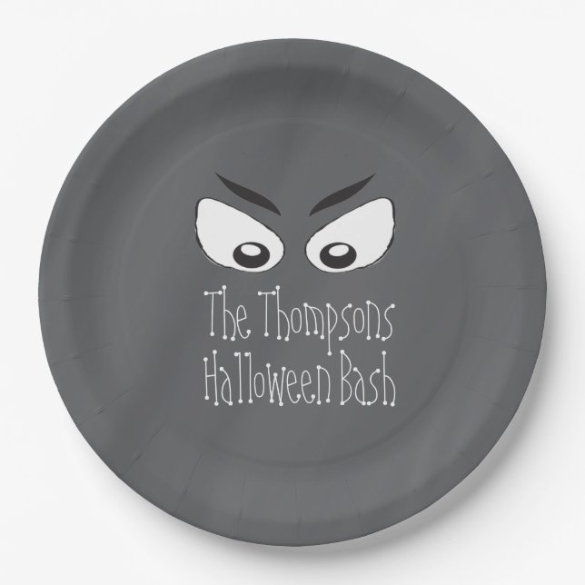 Halloween Schwarz und Weiß Beängstigende Augen Pappteller (Vorderseite)