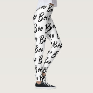 Halloween Schwarz/Weiß-Boottextmuster Leggings