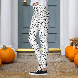 Halloween Schwarz-Weiß-Fledermäuse Leggings