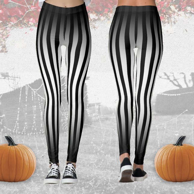 Halloween Schwarz-Weiß Streifen ombre Leggings (Von Creator hochgeladen)