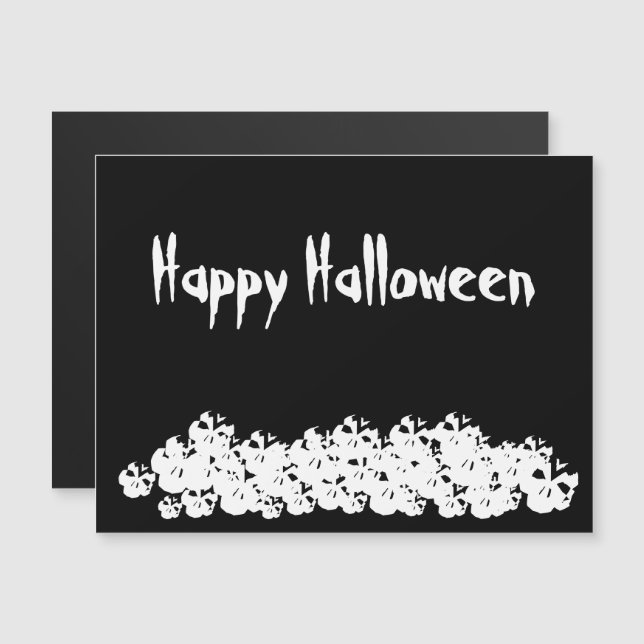 Halloween Schwarz-weißer Schädelhaufen, kundenspez Magnetkarte (Vorne/Hinten)
