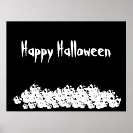 Halloween Schwarz-weißer Schädelhaufen Poster