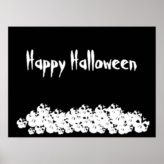 Halloween Schwarz-weißer Schädelhaufen Poster (Vorne)