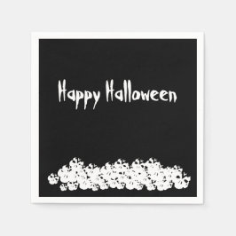 Halloween-Schwarz-weißer Schädelhaufen Serviette