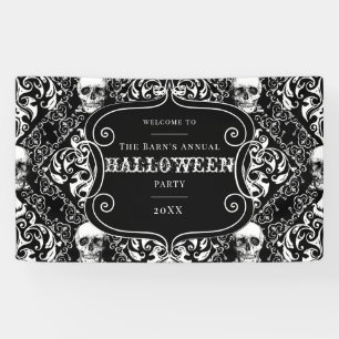 Halloween Schwarz-weißer Vintager gotischer Schä Banner