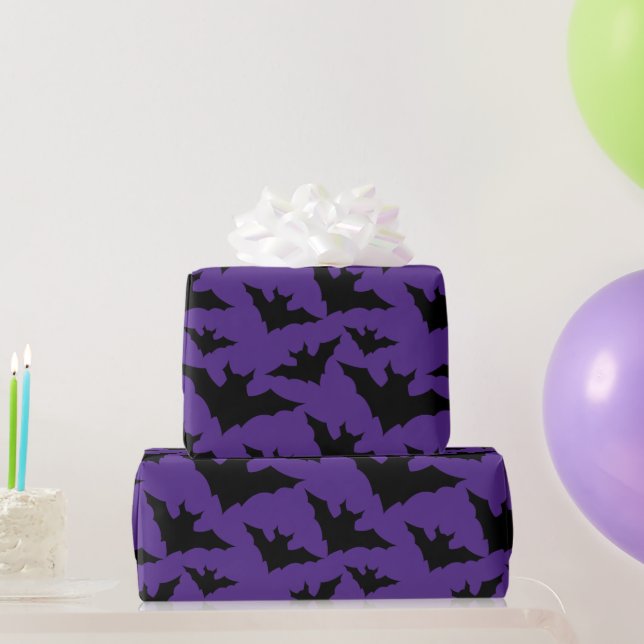 Halloween-Schwarzbats lila cooles, sprichwörtliche Geschenkpapier (Partygeschenke)