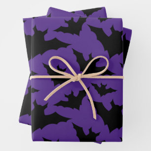Halloween-Schwarzbats lila cooles, sprichwörtliche Geschenkpapier Set
