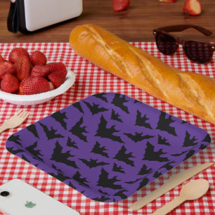Halloween-Schwarzbats lila cooles, sprichwörtliche Pappteller