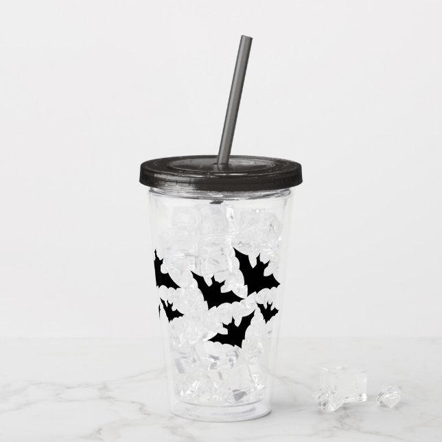 Halloween Schwarze Fledermäuse coole Leckerei Acryltrinkbecher (Rückseite Ice)