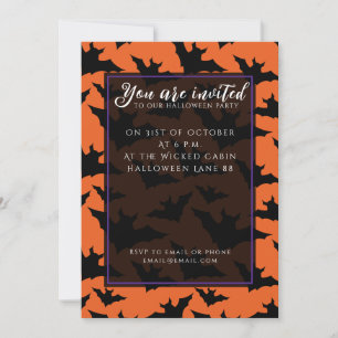 Halloween Schwarze Fledermäuse coole Löffelmuster Einladung