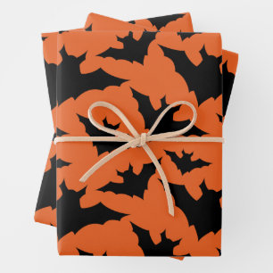 Halloween Schwarze Fledermäuse coole Löffelmuster Geschenkpapier Set