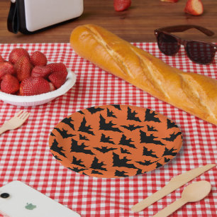 Halloween Schwarze Fledermäuse coole Löffelmuster Pappteller