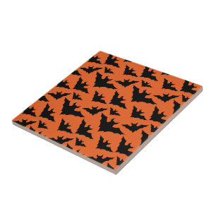 Halloween schwarze Fledermäuse orange cool grusel Fliese