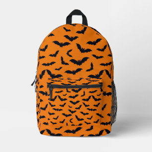 Halloween schwarze Fledermäuse orange nahtloses Mu Bedruckter Rucksack