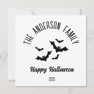 Halloween Schwarze Fledermäuse Personalisierter Na Feiertagskarte