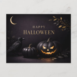 Halloween-Schwarze-Gold-Kürbisse Feiertagspostkarte