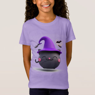 Halloween-Schwarze Katze als Hexenhut verkleidet T-Shirt