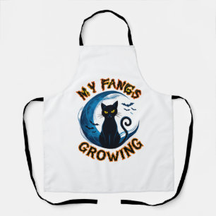 Halloween-Schwarze Katze Blaue Mond Fledermäuse_1 Schürze