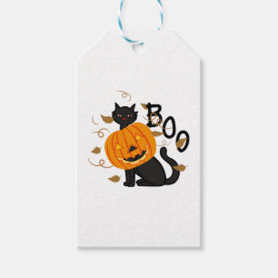Halloween schwarze Katze Boo Geschenkanhänger