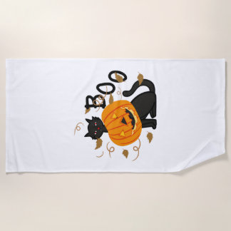 Halloween schwarze Katze Boo Strandtuch